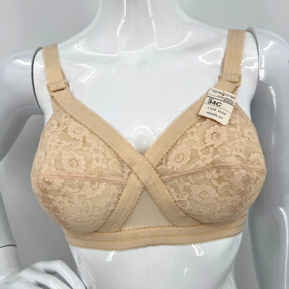 NWT Vintage JCPenney Cross Front Bra Size 34C‎ Style 1652 Bullet Bra Made in USA